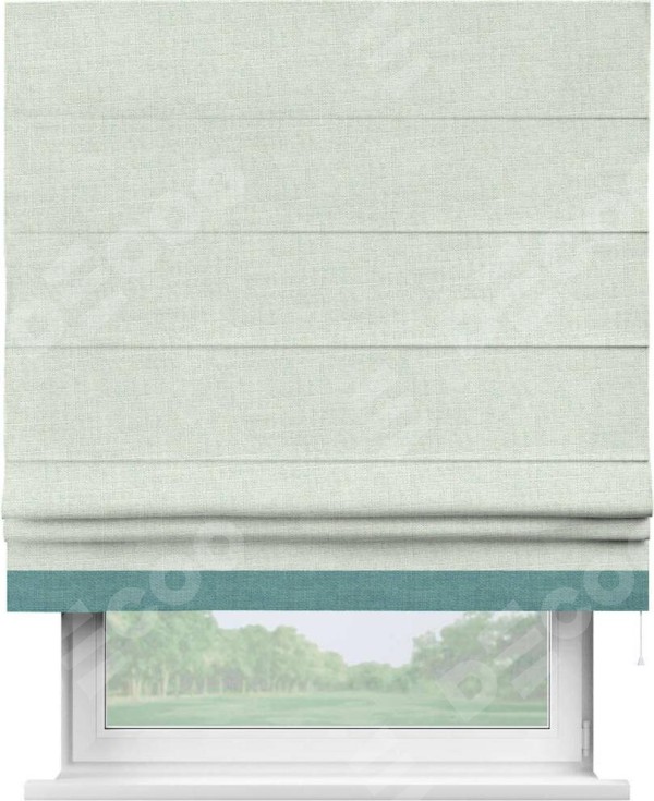 Римская штора «Кортин» для проёма, лён топлёное молоко, с кантом Джестер