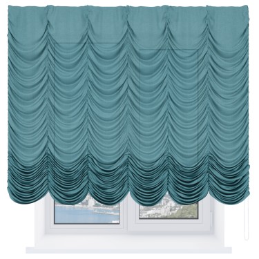 Французская штора «Кортин», лён бирюза