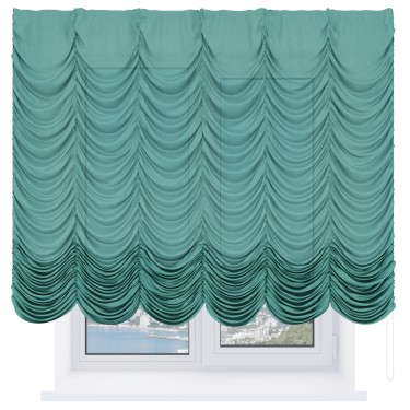 Французская штора «Кортин», лён светло-бирюзовый