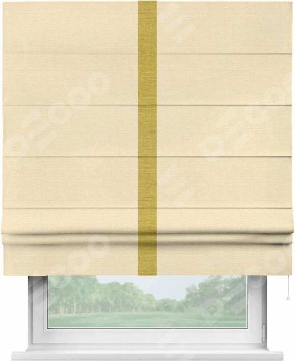 Римская штора «Кортин» с отделкой кантом Хайвэй, для проема, ткань лён бежевый