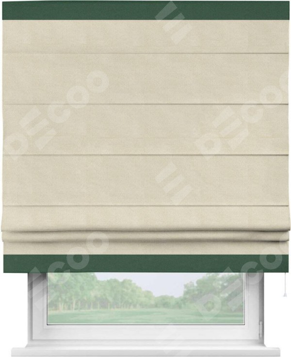 Римская штора «Кортин» с кантом Горизонт, для проема, ткань лён димаут, бежевый