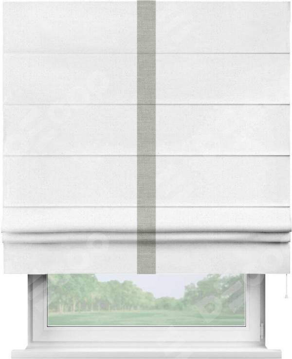 Римская штора «Кортин» с кантом Хайвэй, для проема, лён цвет белый