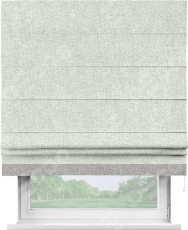 Римская штора «Кортин» для проёма, лён топлёное молоко, с кантом Джестер