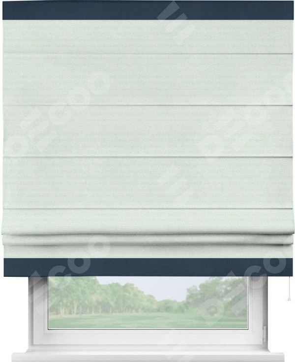 Римская штора «Кортин» с кантом Горизонт, для проема, ткань блэкаут однотонный дымчато-молочный