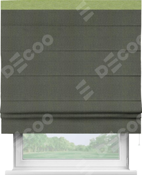 Римская штора «Кортин» с кантом Кинг, для проема, ткань лён димаут, графит