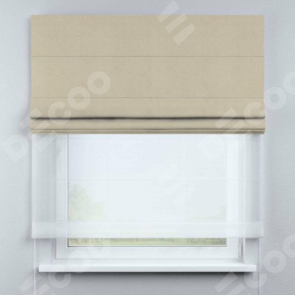 Римская штора «Кортин» день-ночь, ткань блэкаут однотонный, кофейно-бежевый