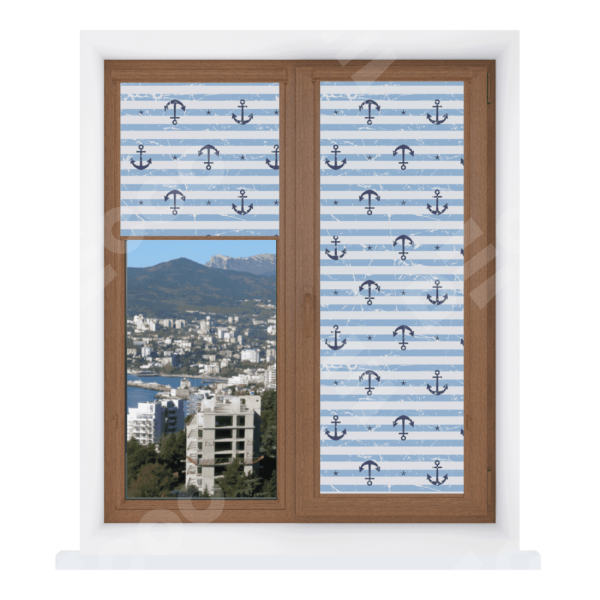 Рулонная штора Уни 2 с принтом Полоски и якори