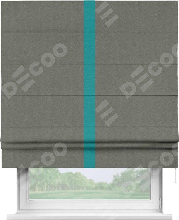 Римская штора «Кортин» с кантом Хайвэй, для проема, ткань блэкаут однотонный тёмно-серый