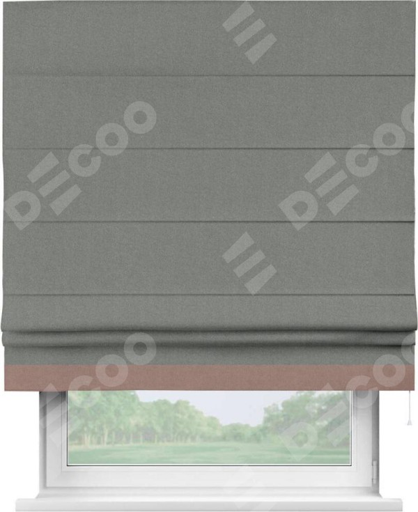 Римская штора «Кортин» с кантом Джестер, для проема, лён блэкаут серый