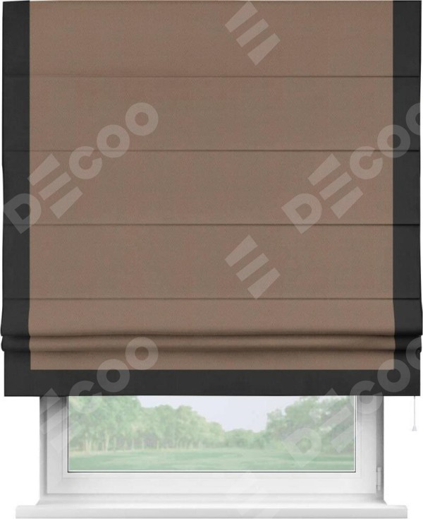 Римская штора «Кортин» с кантом Виктория, для проема, ткань блэкаут однотонный коричневый
