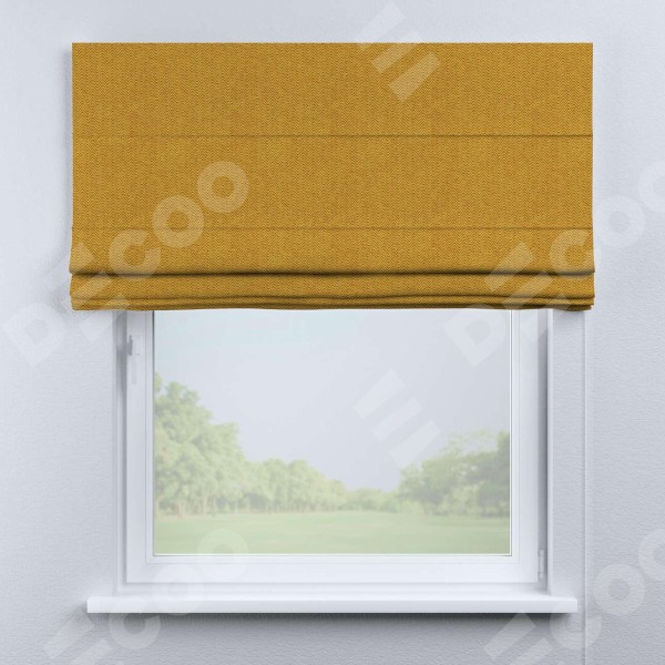 Римская штора «Кортин» для проема, ткань твид блэкаут, медово-желтый