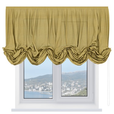 Австрийская штора «Кортин», лён горчичный