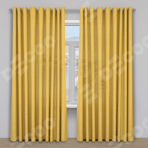 Комплект штор 2шт, ткань лён, цвет желтый, от 40 см
