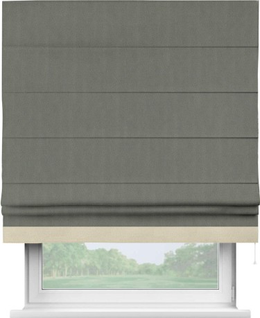 Римская штора «Кортин» с кантом Джестер, для проема, ткань блэкаут однотонный тёмно-серый