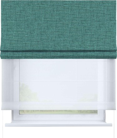 Римская штора «Кортин» день-ночь, ткань лён кашемир бирюзовый