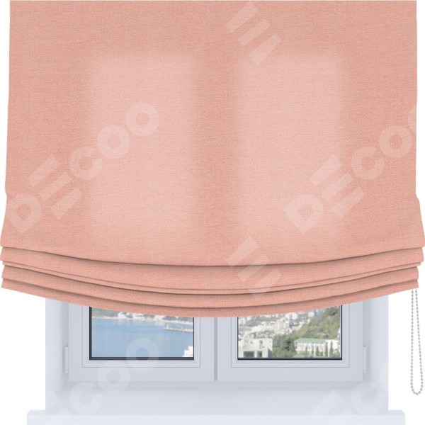 Римская штора Soft с мягкими складками, ткань лён розовый