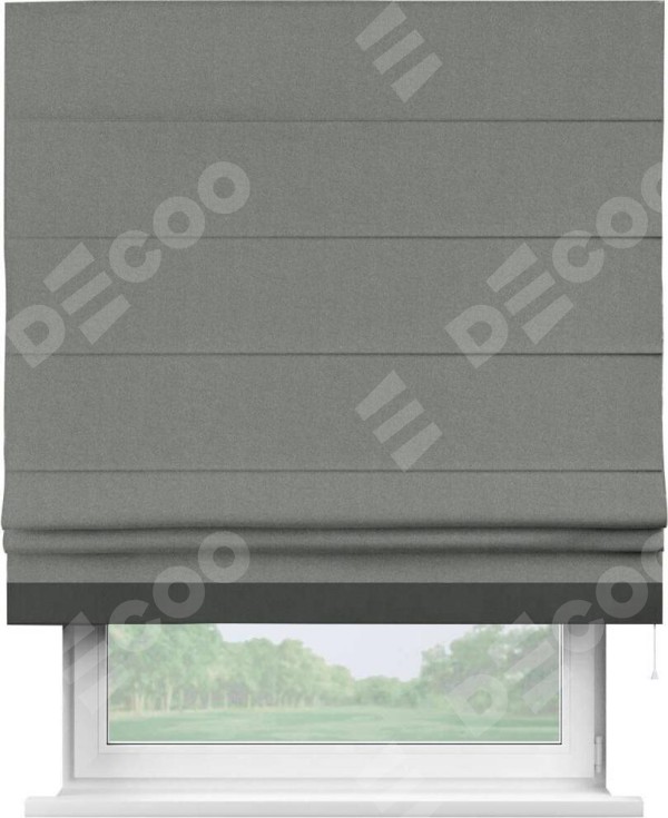 Римская штора «Кортин» с кантом Джестер, для проема, лён блэкаут серый