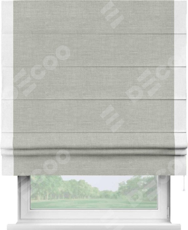 Римская штора «Кортин» с кантом Стрим Дуо, для проема, ткань лён серый