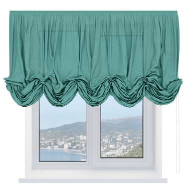 Австрийская штора «Кортин», лён светло-бирюзовый