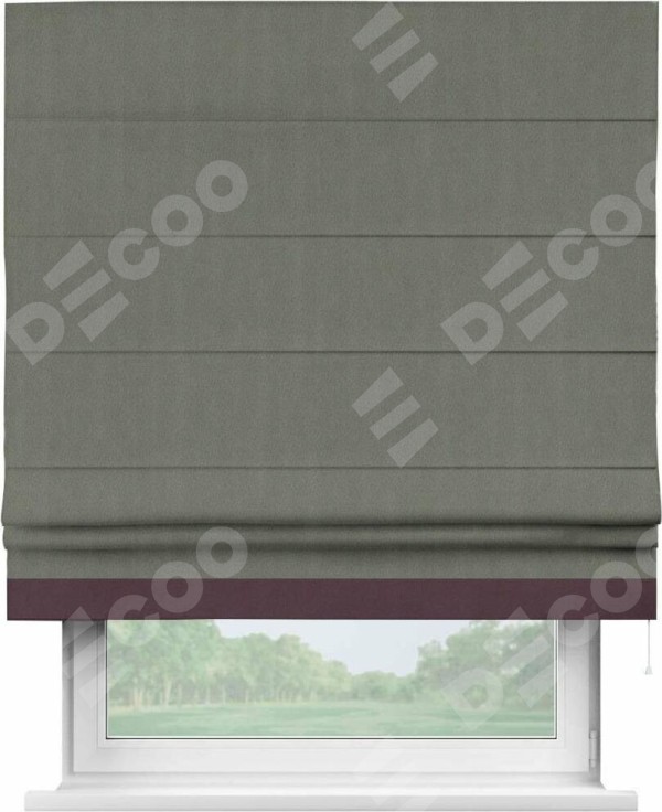 Римская штора «Кортин» с кантом Джестер, для проема, ткань блэкаут однотонный тёмно-серый