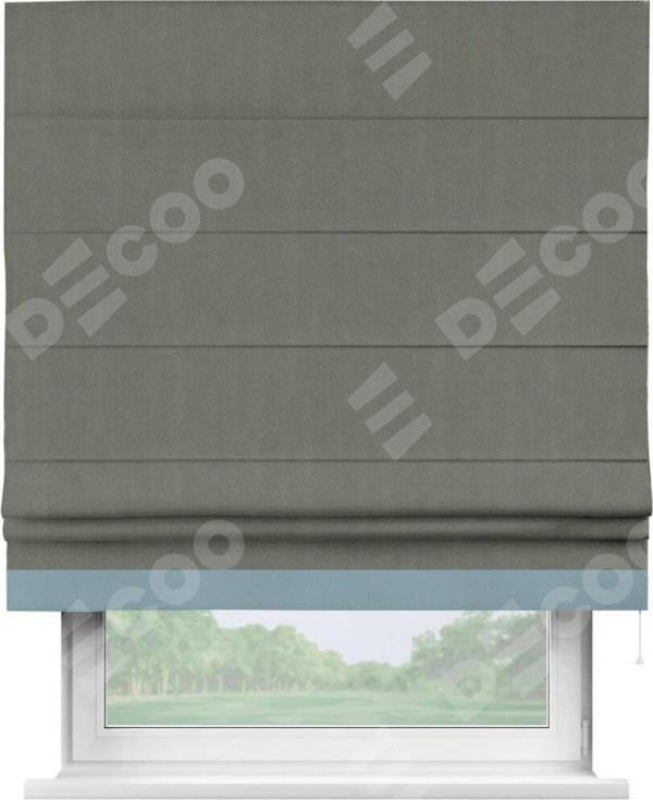 Римская штора «Кортин» с кантом Джестер, для проема, ткань блэкаут однотонный тёмно-серый