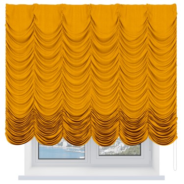 Французская штора «Кортин», вельвет желтый