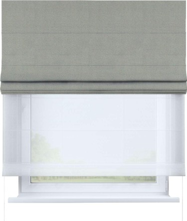 Римская штора «Кортин» день-ночь, ткань блэкаут однотонный, серый