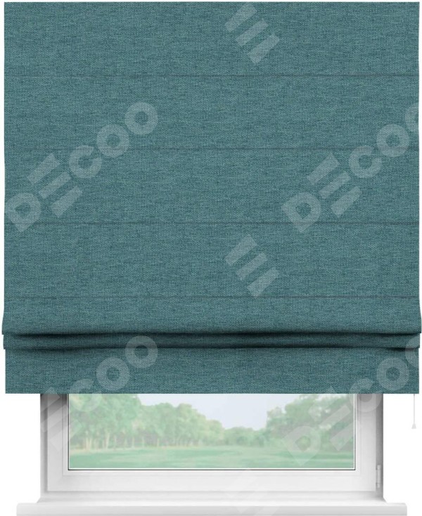 Римская штора «Кортин» для проема, стиф димаут бирюзовый