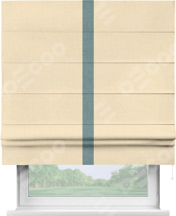 Римская штора «Кортин» с отделкой кантом Хайвэй, для проема, ткань лён бежевый