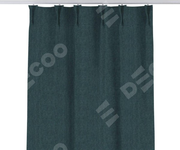 Комплект штор на тесьме «Кустик», лён димаут серо-синий