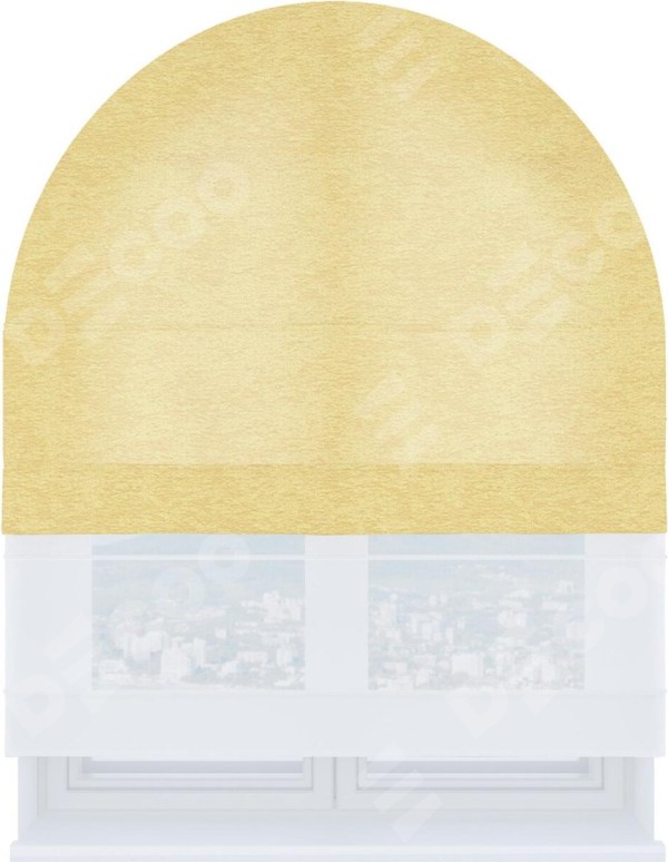 Римская штора «Кортин» день-ночь для арочного проёма, ткань софт однотонный золотой