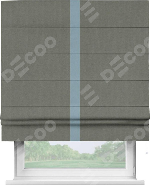 Римская штора «Кортин» с кантом Хайвэй, для проема, ткань блэкаут однотонный тёмно-серый