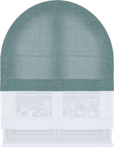 Римская штора «Кортин» день-ночь для арочного проёма, ткань лён голубой