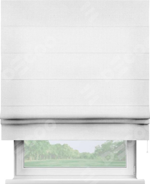 Римская штора «Кортин» для проема, ткань лён белый