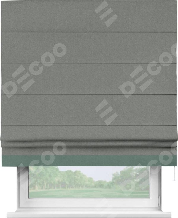 Римская штора «Кортин» с кантом Джестер, для проема, лён блэкаут серый