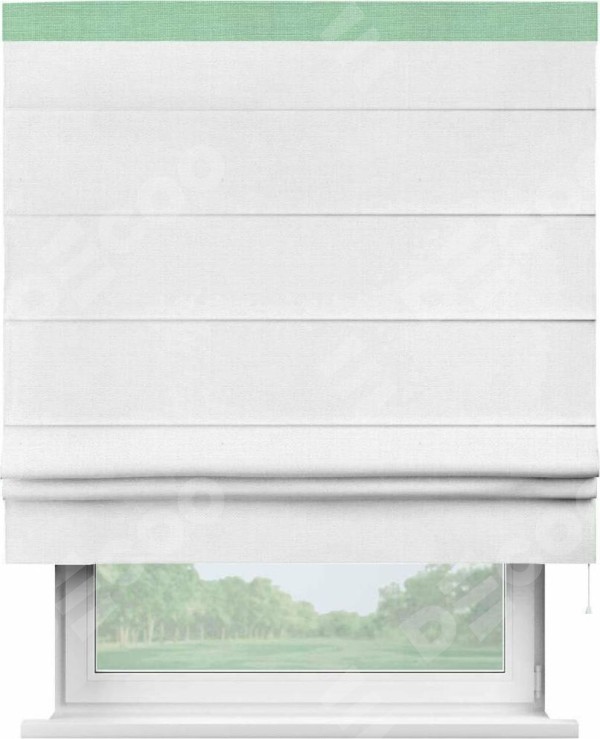 Римская штора «Кортин» с кантом Кинг, для проема, ткань лён белый