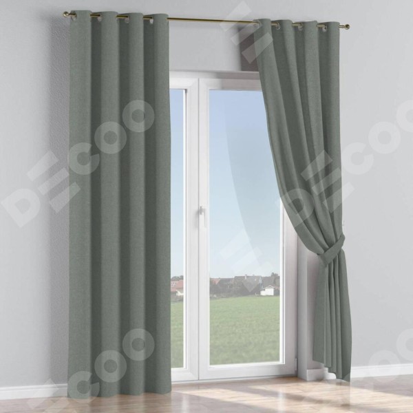 Комплект штор на люверсах лён блэкаут серый