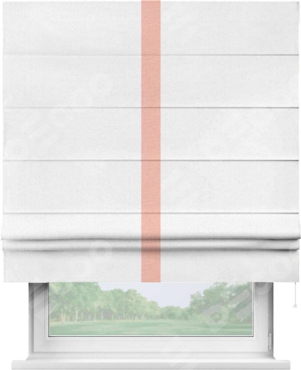 Римская штора «Кортин» с кантом Хайвэй, для проема, лён цвет белый