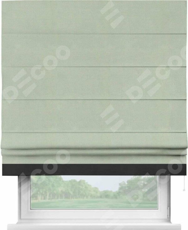 Римская штора «Кортин» с кантом Джестер, для проема, ткань блэкаут однотонный светло-серый