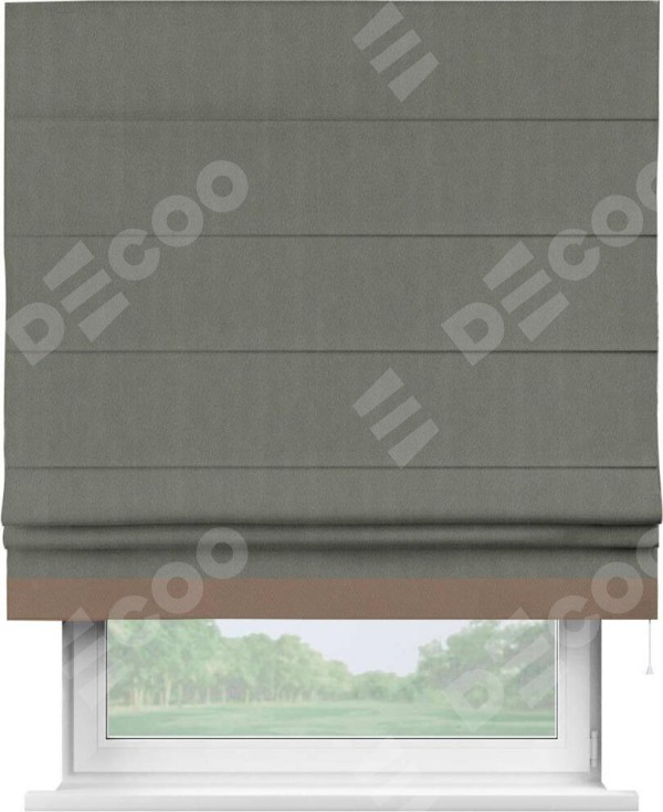 Римская штора «Кортин» с кантом Джестер, для проема, ткань блэкаут однотонный тёмно-серый