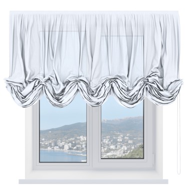 Австрийская штора «Кортин», лён белоснежный