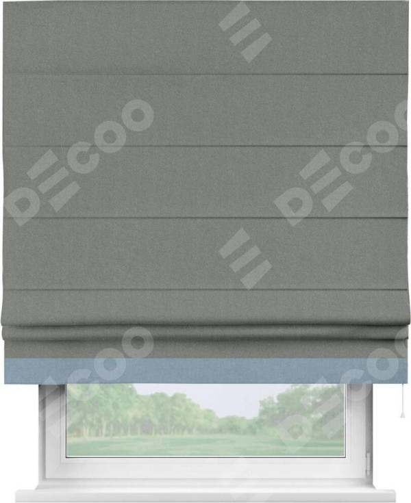 Римская штора «Кортин» с кантом Джестер, для проема, лён блэкаут серый