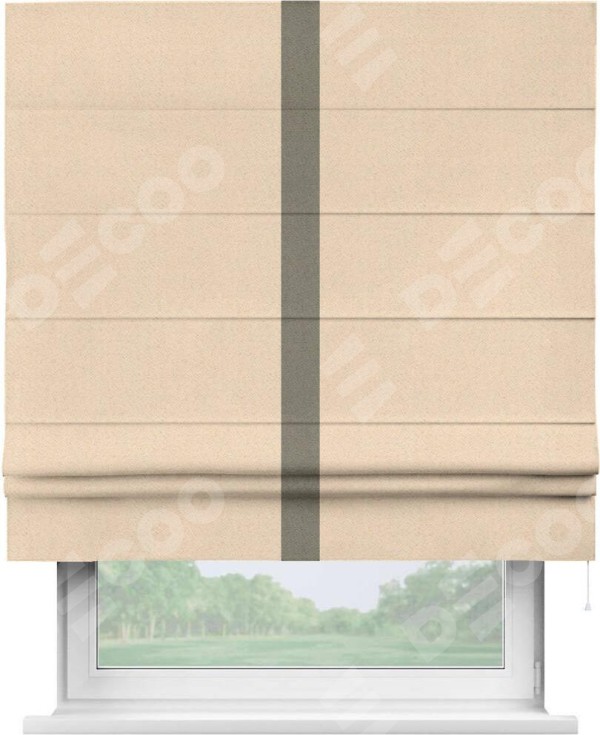 Римская штора «Кортин» с кантом Хайвэй, для проема, ткань блэкаут с блеском бежевый