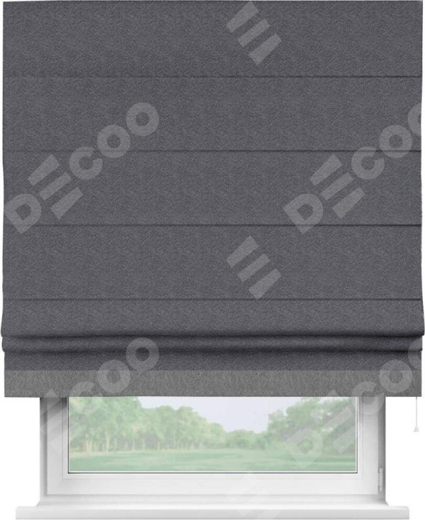 Римская штора «Кортин» с кантом Джестер, для проема, ткань софт однотонный графит