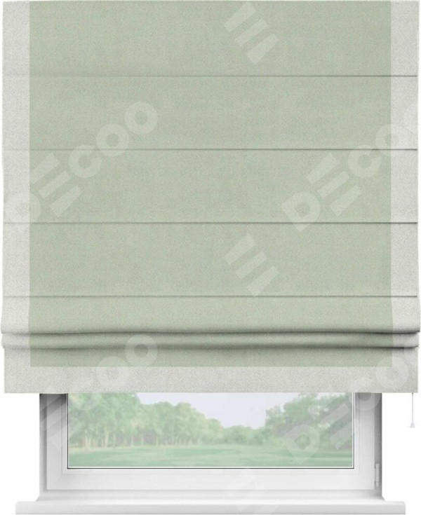 Римская штора «Кортин» с кантом Виктория, для проема, ткань блэкаут однотонный светло-серый