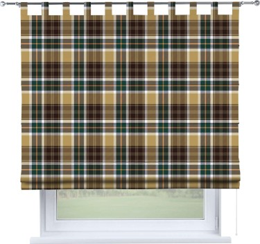 Римская штора на петлях «Бежево-зелёная клетка»