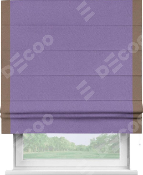 Римская штора «Кортин» с кантом Стрим Дуо, для проема, ткань блэкаут однотонный сиреневый