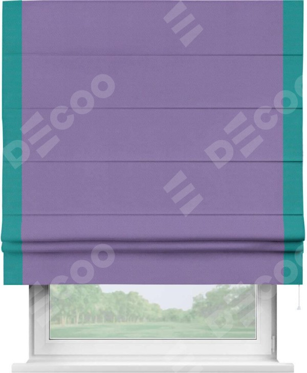 Римская штора «Кортин» с кантом Стрим Дуо, для проема, ткань блэкаут однотонный сиреневый