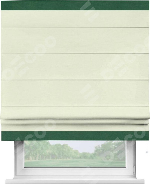 Римская штора «Кортин» с кантом Горизонт, для проема, ткань вельвет молочный