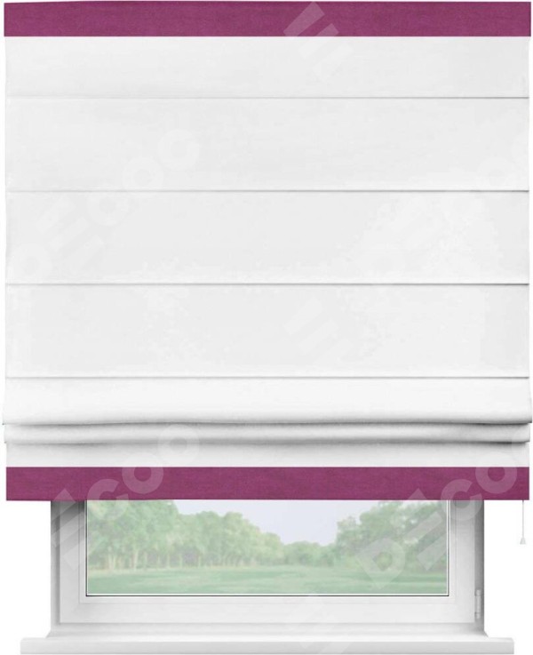 Римская штора «Кортин» с кантом Горизонт, для проема, ткань вельвет белый